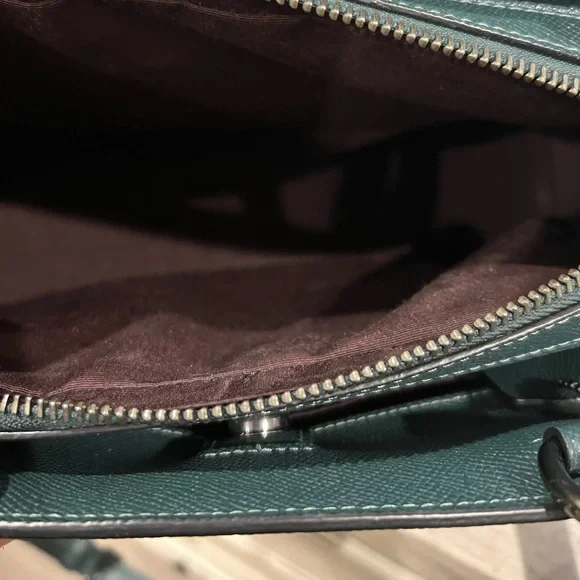 Coach large Lillie 91493 leather forest green satchel crossbody women purse - Picture 7 of 11